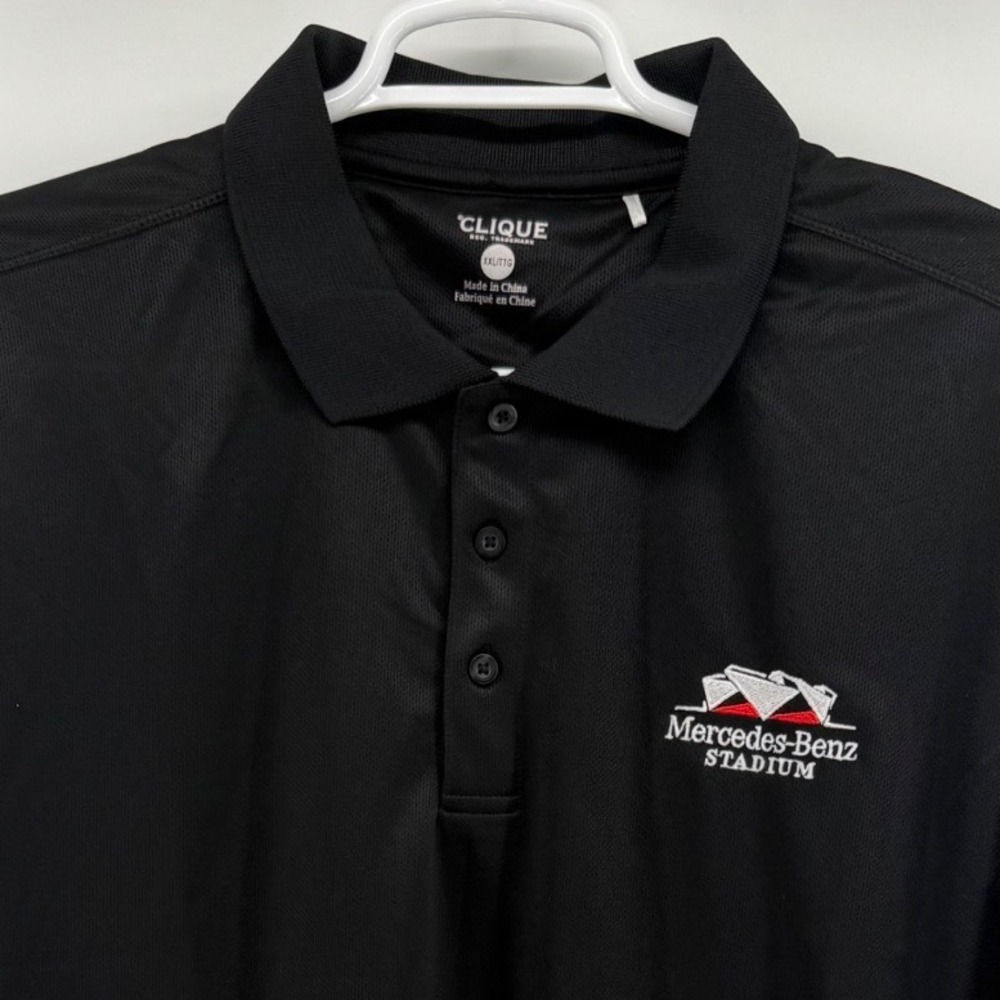 Clique Mens XXL Black Mercedes-Benz Stadium‎ Logo Performance Polo Shirt